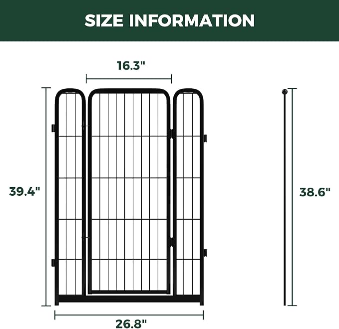 FXW Homeplus Unleashed Dog Playpen Designed for Indoor Use, 1 Add-on Gate, 40" Height for Medium and Large Dogs, Black │Patented