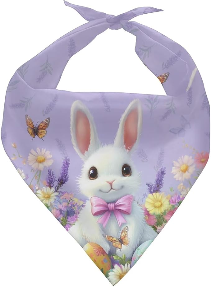 Forchrinse Easter Bunny Dog Bandana Adjustable Dog Scarf Dog Clothes Pet Costume for Cats, One Size, Polyester, Easter Bunny