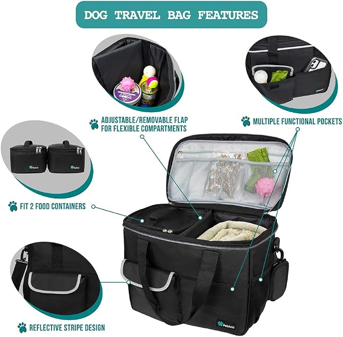PetAmi Dog and Cat Travel Bag, Black, Medium