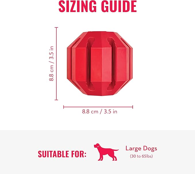 KONG Stuff-A-Ball, Natural Rubber Dental Chew Toy, for Large Dogs | Stuffable Dental Chew Toy for Teeth Cleaning, Fill with Treats & Snacks to Keep Dogs Busy & Engaged at Playtime