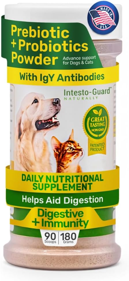 Powder Dog Probiotic, Prebiotic Puppies, No Animal By-Products, 2-Gram Scoop Contains 1.5 Billion, Digestive Health, Gut Support, Immune Boost – Vet-Formulated Powder for Maximum Potency – 180G Bottle