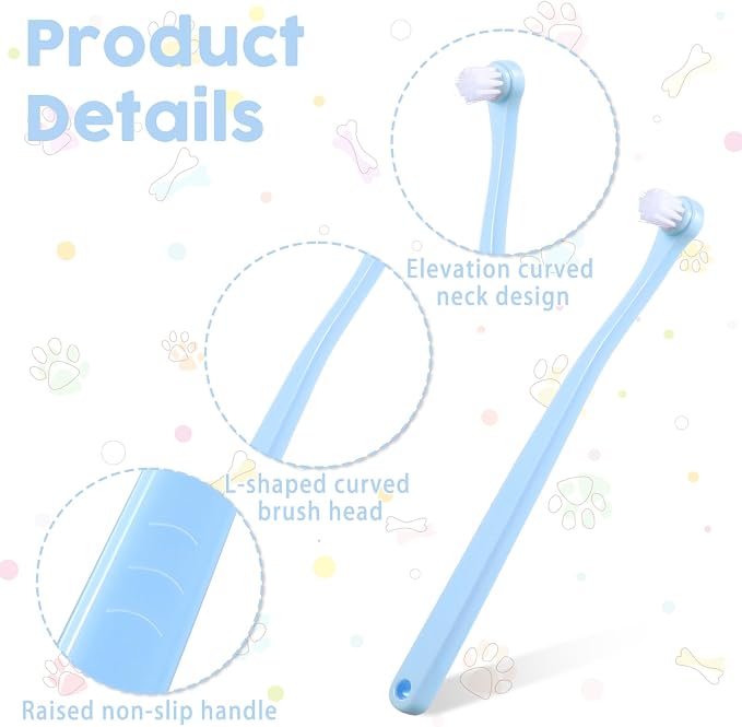 4 Pack Small Dog Toothbrush Pet Toothbrush Cat Tooth Brush 2 Styles Puppy Tooth Brush Mini Size Micro Head Soft Deep Clean Kit for Puppy, Kitten, Dog & Cat, Portable Travel Friendly