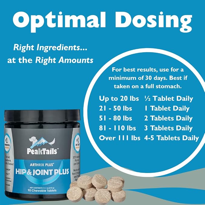 KALA HEALTH PeakTails Vet-Formulated Hip & Joint Plus for Dogs, 90 Count