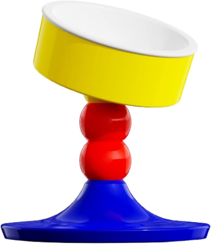 Elevated Raised Cat Pet Bowls - 15°Tilted 3 Heights Adjustable Indoor Cats Food Dish Stand, Cute Pet Water Feeder Ceramic Bowl, Neck Whisker Friendly & Anti-Vomiting Non Slip Kitten Puppy Supplies