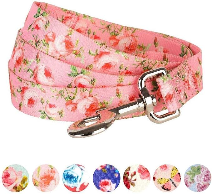 Blueberry Pet 9 Patterns Durable Spring Scent Inspired Floral Rose Baby Pink Dog Leash 5 ft x 3/8" for Puppy, X-Small, Leashes for Dogs