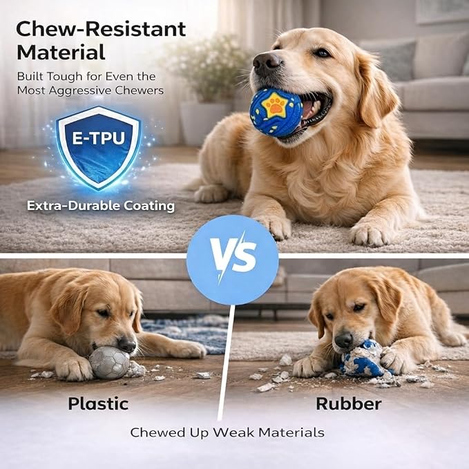 Interactive Dog Ball Toy for Medium & Large, Automatic Moving TPU | Durable chew-resistant TPU ball with automatic rolling and bouncing for interactive indoor play with medium and large dogs.