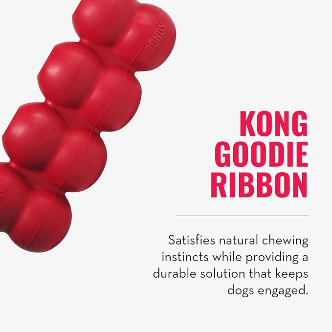 KONG Ring and Goodie Ribbon, Durable Rubber Dog Toys, for Large Dogs | A Two-Toy Rubber Set with a Dental Ring Chew & a Treat-Dispensing Goodie Ribbon for Engaging Playtime