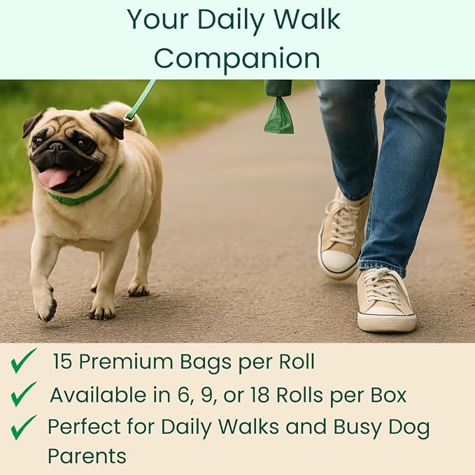 100% Certified Home Compostable Poop Bags (90Count 6 Rolls), Plant Based, Extra Thick (20 Micron), Leak Proof, Unscented Standard Size 9 X 13'', ASTM D6400 & EN 13432 Compliant