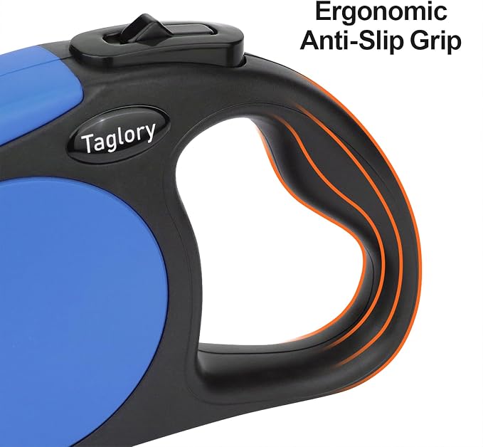 Taglory Retractable Dog Leash, One-Handed Brake, 16ft, Up to 44 lbs, Blue | More Freedom While Staying in Control, Smooth Retraction, Tangle-Free Design, Easy-Grip Handle, Daily Neighborhood Walks