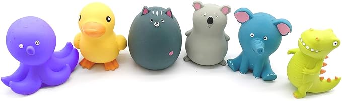 Jalousie 4 Inch Latex Dog Squeaky Toys, Soft Rubber Chew Toy, Animal Ball for Puppy Small Medium Pets (5 Pack)