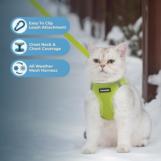 Voyager Step-in Pet Harness - All Weather Mesh, Adjustable Step in Harness for Cats and Dogs by Best Pet Supplies - 307S Lime Green, M