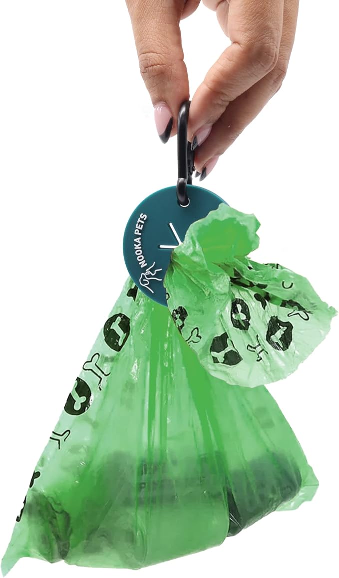 Silicone Dog Poop Bag Holder, Dog Poop Bag Carrier, Waste Bag Holder for Leash, Hand Free Holder, Poop Pal, Lightweight with Metal Carabiner Clip Included (Teal)