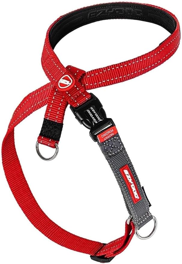 EzyDog Crosscheck, No Pull Side Martingale Training Dog Harness - XS, Red | Escape Proof Harness for Dogs, Firmer Fit with Pulling, Silicone Neck Liner, Adjustable Fit for All Breeds, Dual D-rings