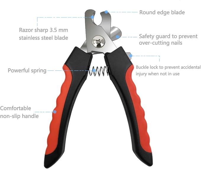 Pet Nail Clippers & Trimmers Set, Razor Sharp, Red