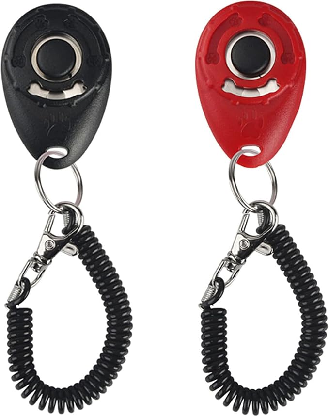 Dog Training Clicker with Wrist Strap, 2 Pack, Black & Red