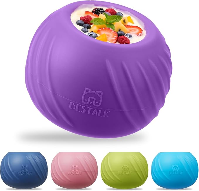 Long-Lasting Dog Lick Toy, Wobbly Dog Enrichment Lick Bowl to Keep Dogs Busy, Interactive Stuffable Dog Treat Feeder for Boredom, Silicone Treat Dispensing Chew Toy(Purple,S)