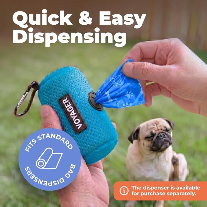 Best Pet Supplies Dog Poop Bags for Waste Refuse Cleanup, Doggy Roll Replacements for Outdoor Puppy Walking and Travel, Leak Proof and Tear Resistant, Thick Plastic - Blue (Unscented), 240 Bags