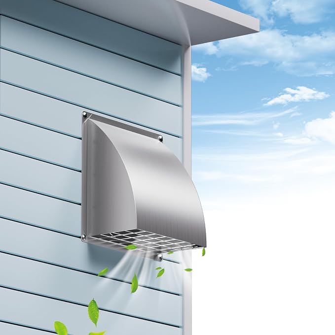 HG Power 6 Inch Dryer Vent Cover Outside with Removable Screen, Silver