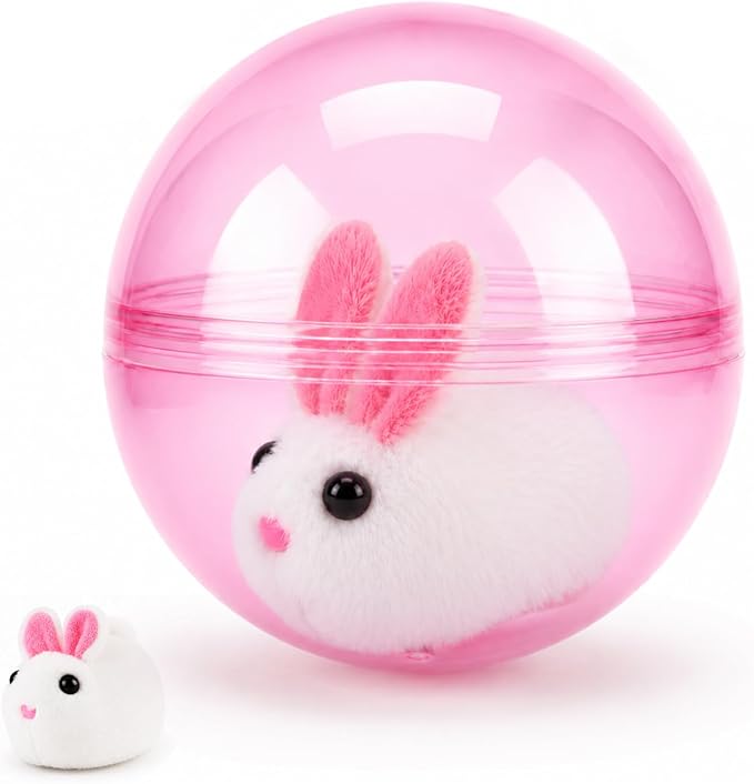 360° Self-Rolling Interactive Cat Toy Ball (Pink, Rabbit) | Automatic Rolling Pet Toy, Pet Fun Indoor Motion Activated Exercise Toys for Cats Dogs