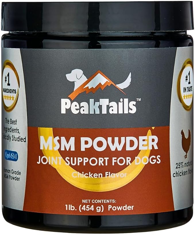 KALA HEALTH PeakTails Chicken Flavor MSM Powder for Dogs, US-Sourced, 1 lb