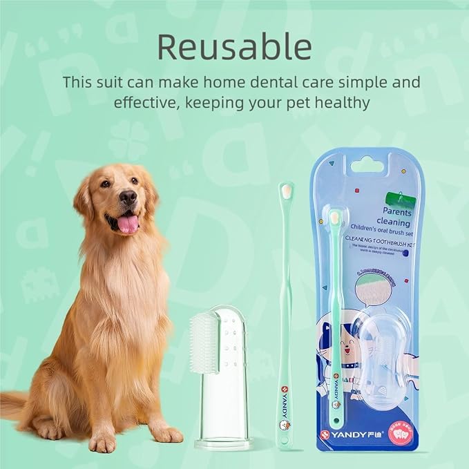 YANDY Dog Toothbrush,Pet Finger Tooth Brush,360 Degree Pet Tooth Brushing Kit,Cat Toothbrush, Canine Dental Care & Teeth Cleaning Kit