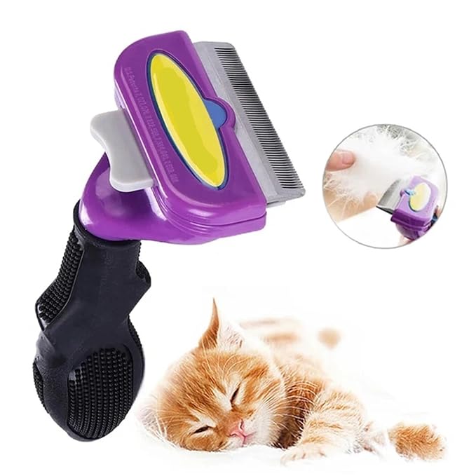 Pet Cat Hair Removal Combs Pet Grooming Brush(Purple,M)