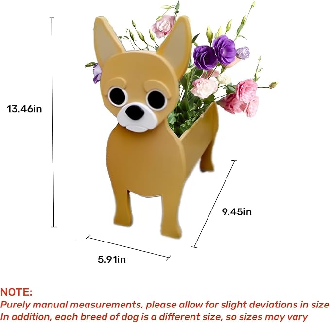 Yellow Chihuahua Dog Planter Pots, Animal Shaped Flower Pot