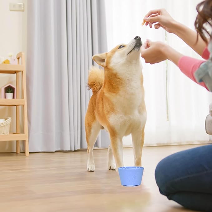 Silicone Lick Bowl for Dogs,Freeze Bowl for Dogs with Suction Cups for Dog Anxiety Relief,Interactive Dog Puzzle Toy (Blue)