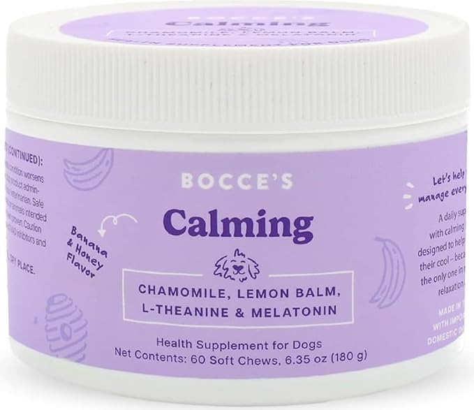 Bocce's Bakery Calming Supplement Chews, Chamomile, L-Theanine, 60-Pack, 60 ct