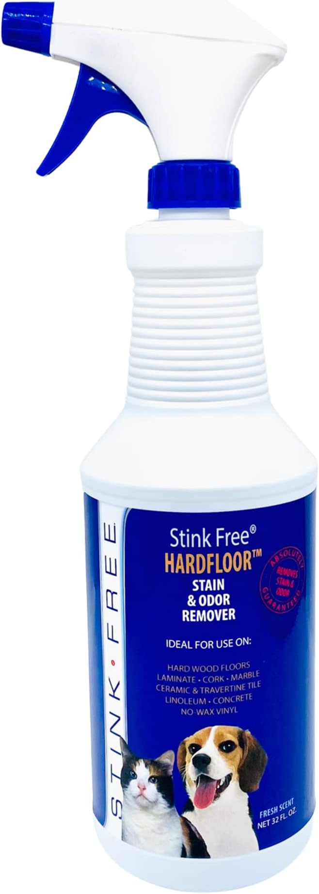 Hardfloor Pet Stain & Odor Remover for Hard Wood Floors, Concrete, Laminate, Marble, Ceramic & Travertine Tile, and Linoleum 32 Fl.oz Cat, Dog & Small Pet Urine Odor Destroyer Spray Bottle