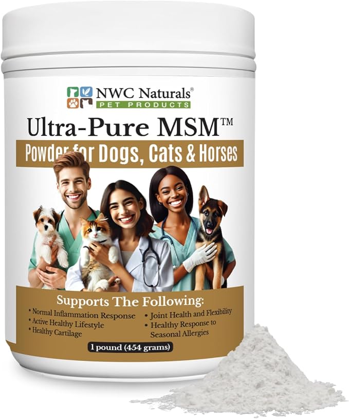 NWC Naturals MSM Powder for Dogs, Cats and Horses, 1 lb Canister, 454 Grams
