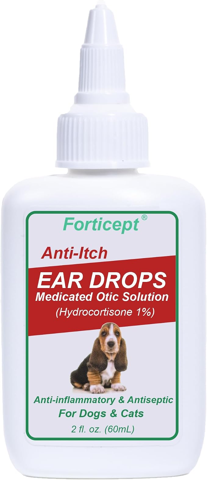 Forticept Dog and Cat Ear Infection Treatment with 1% Hydrocortisone, 2 oz