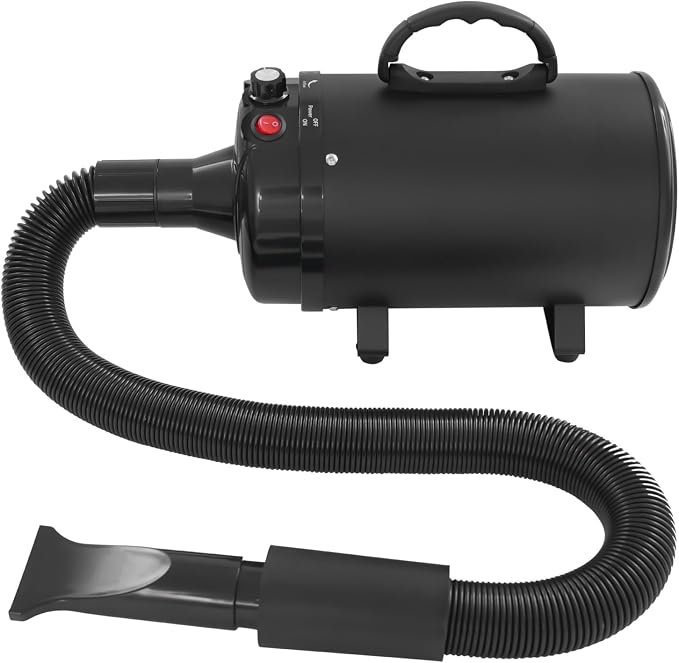Dog Dryer, Dog Dryer for Pet Grooming, 2200W Pet Grooming High Velocity Force Blower with 4 Nozzles, Adjustable Speed and Temperature Control High Velocity Pet Blow Dryer (Black)