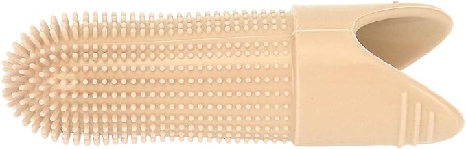 Haofy 4 Pack Dog Toothbrush, 360°Cleaning Finger Brush for Dogs Teeth, Food Grade Silicone Pet Toothbrush Fits Most Fingers, Puppy Toothbrush for Dog Training Period (Beige)