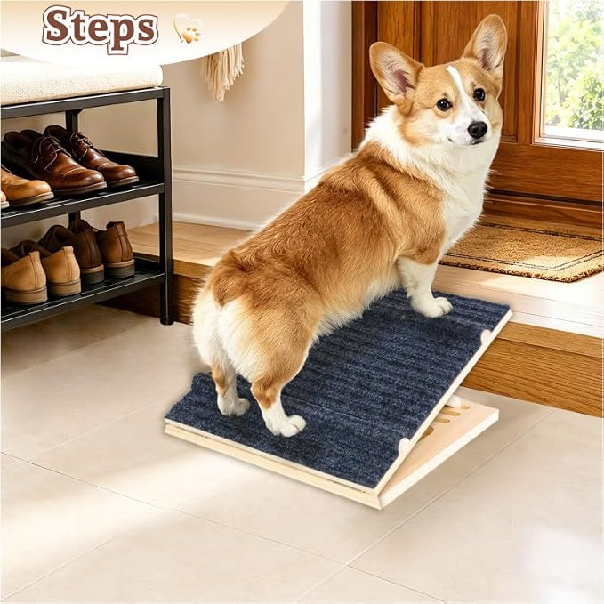 4 Pack Adjustable Dog Ramps for Stairs, Upgraded Pet Stair Ramp for Small Dogs, Portable Dog Stairs with Mat for Small Dogs and Cats, Non-Slip Pet Steps for Senior, Short-Legged & Injured Pets