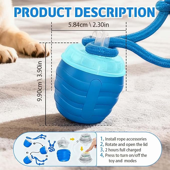 Interactive Dog Toys, 2025 New Motion Activated Cat Balls with 360° Smart Automatic Rolling Moving for Bored Pet Cats Dogs (Blue)