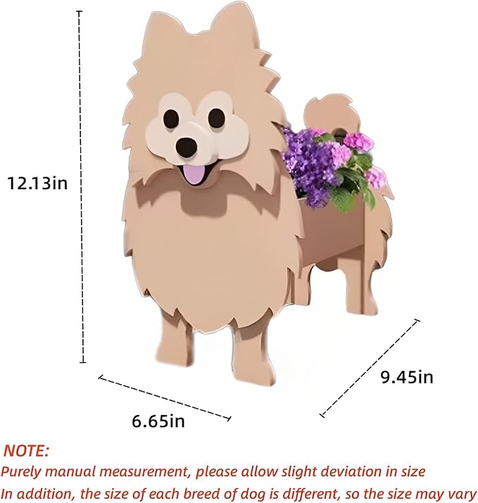 Brown Pomeranian Dog Planter Pots, Animal Shaped Flower Pot