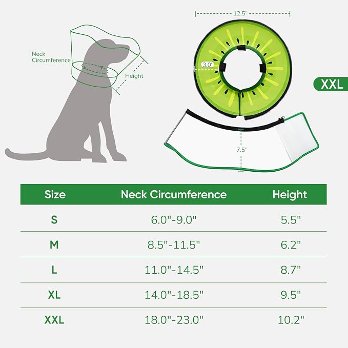 Supet Sponge Dog Cone Collar Stop Licking After Surgery, Dog Donut Collar | Adjustable Dog Recovery Collar Alternative, Detachable Shield, Soft, Comfy Cone, Neck Pillow for Large Dogs