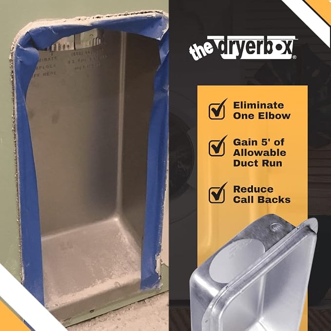 New Construction Dryer Box | Indoor Dryer Vent | Recessed Dryer Vent Box With Gas Port | Dryer Vent | Best Dryer Wall Vent Box Model 350 | Upward Dryer Vent | 2x4 wall