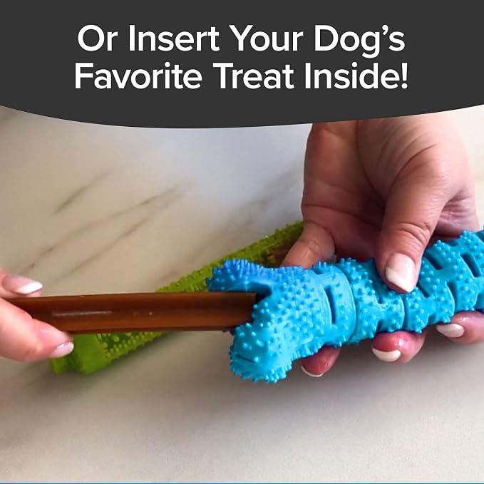 BulbHead BrushBone As Seen On TV Doggy Toothbrush Chew Toy, Plaque & Tartar Remover, Works 3 Ways to Clean While They Play, Invented by a Dentist, Add Peanut Butter or Cheese, Brush Bone
