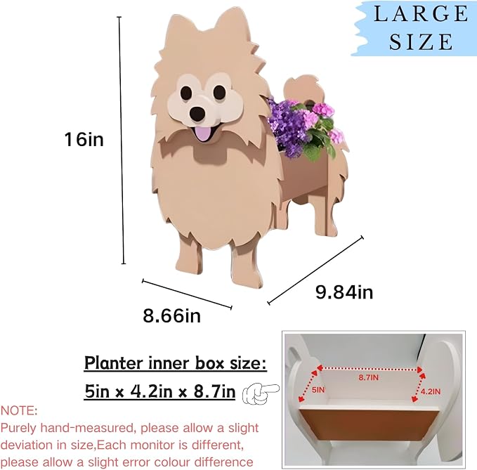 Brown Pomeranian Dog Planter Pots, Animal Shaped Flower Pot