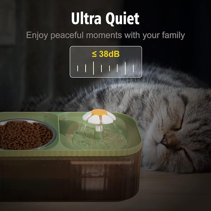 Cat Fountain Water Bowl Stainless Steel, 101oz/3L Automatic Pet Water Fountain, Dog Water Dispenser Cat Feeding Watering Supplies with 2 Filters for Cats, Dogs, Pets Green