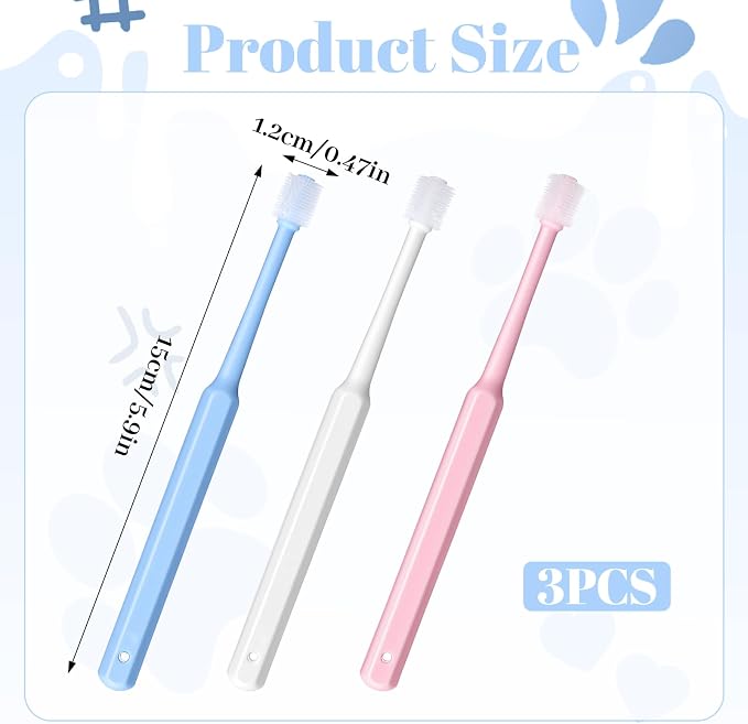 Yuanchu WJIAAA Small Cat Dog Toothbrush, 3 Pack 360 Degree Soft Silicone Pet Toothbrush Cat Dental Care Dog Oral Hygiene Deep Cleaning Pet Teeth Clean Kit