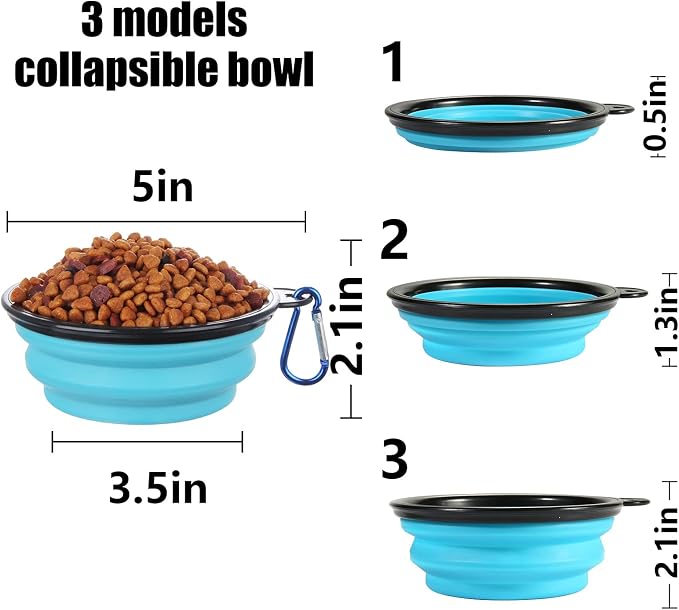SLSON Collapsible Bowl with Cover Lids, 2 Pack, Light Blue and Green, Small