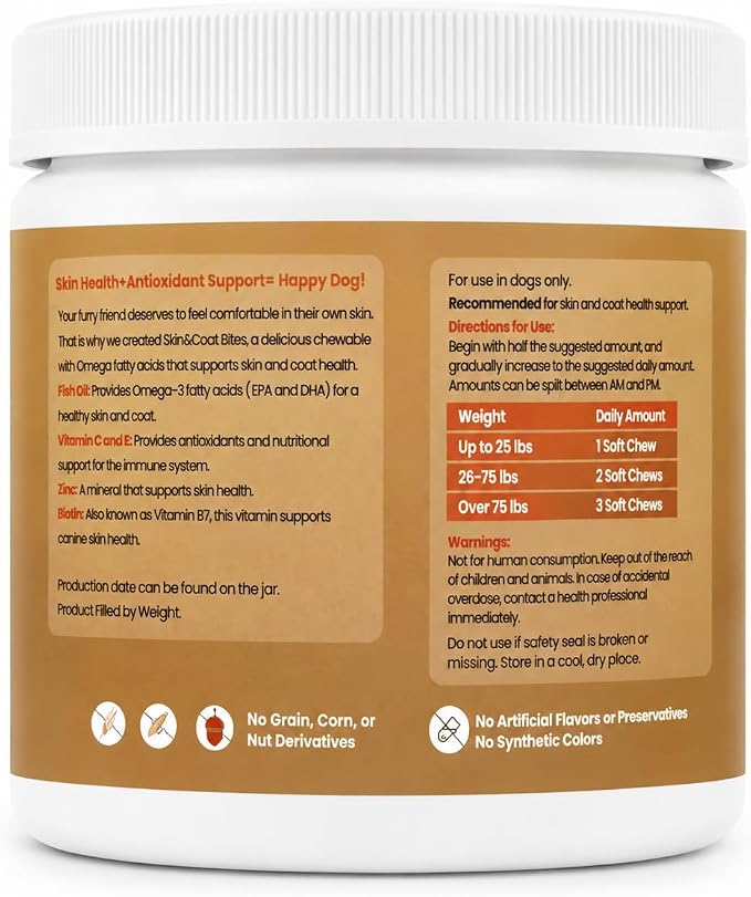 Dog Skin & Coat Chews with Omega Fish Oil, 120 Soft Chews
