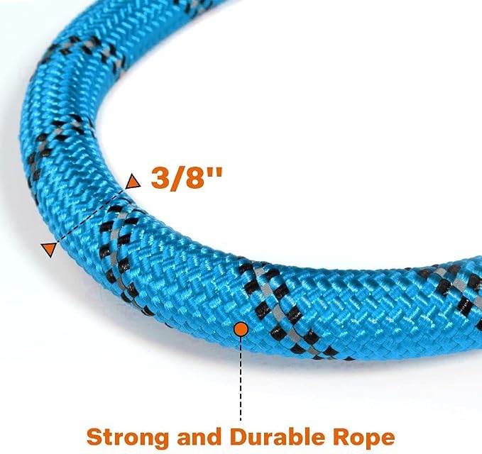 Taglory Rope Dog Leash for Small Medium Dogs, 6 FT Padded Handle, Blue | Made of Climbing Rope, Reflective for Night Walks and Training, Comfortable Grip, Anti-tangle Swivel Clip, 3/8 inch