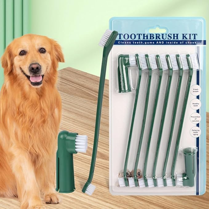 Luxshiny Dog Toothbrush Set with Dual-Head Design, Pet Finger Toothbrush and Puppy Oral Care Kit, Soft Bristles for Effective Teeth Cleaning, Suitable for Puppies and Adult Dogs