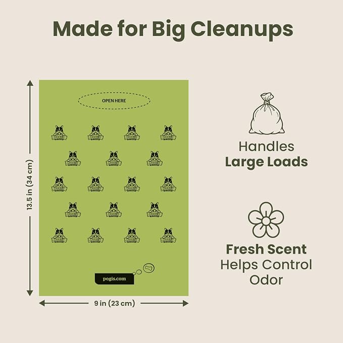 Pogi’s Dog Poop Bags – Leak-Proof & Extra Thick Pet Waste Bags with 2 Holders (Fresh Scent, 50 Rolls, 750-Count)