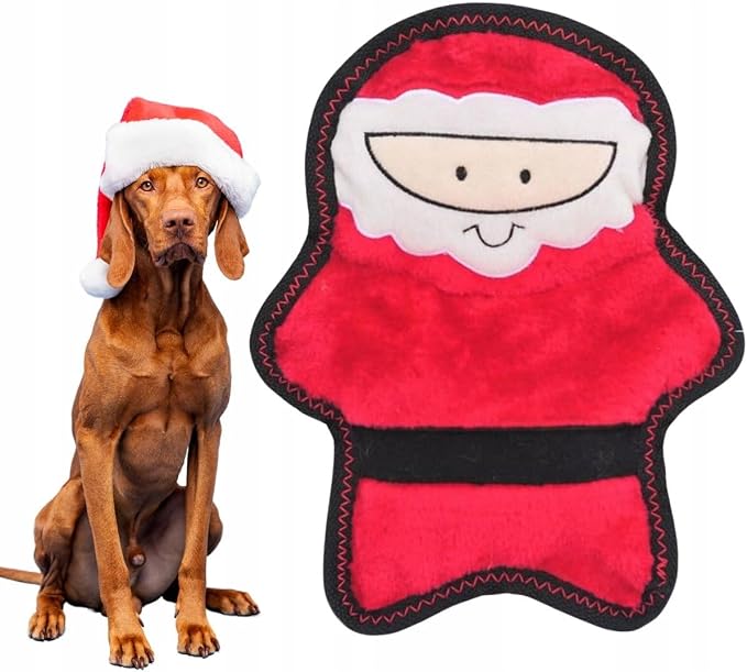 ZippyPaws - Holiday Z-Stitch Extra Tough No Stuffing Plush Dog Toy with Squeaker, Santa