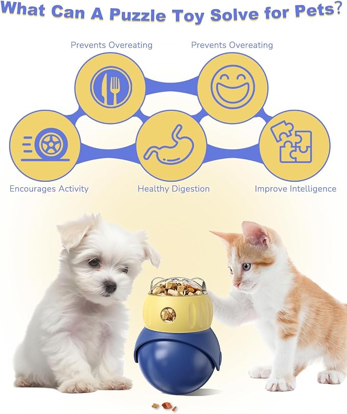 Cat Puzzle Feeder - Interactive Cat Toy & Dog Toys, Treat Dispenser for Indoor Cats, Small Dogs, Puppies | Slow Feeder to Keep Busy